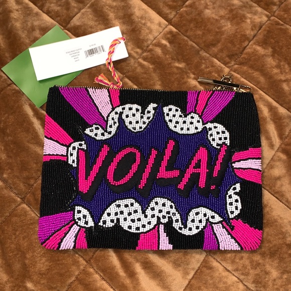 NWT kate spade on purpose voila! beaded clutch